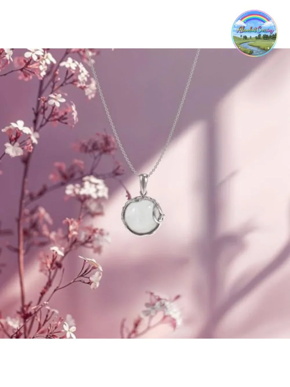 925 Sterling Silver Moonstone Pendant Necklace Women June Birthstone Jewelry